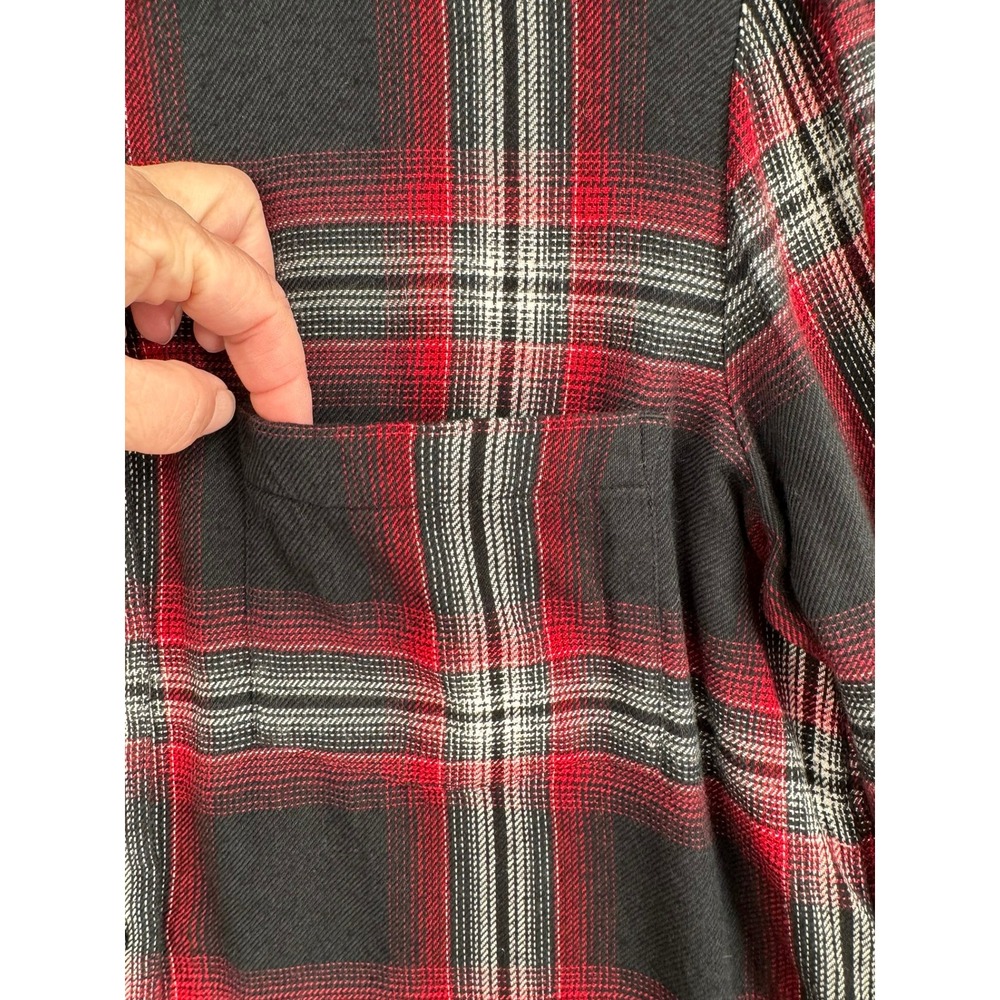 Madewell Button Down Shirt Womens Medium Red Plaid Flannel High Low Hem - Picture 3 of 7